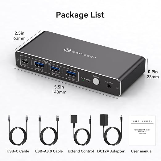 KVM Switch 1 Monitors 2 Computers 4K@60Hz USB C HDMI KVM Switch 2 Port - Image 8