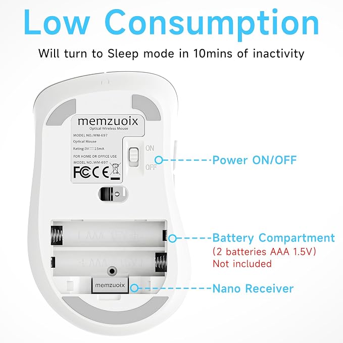 memzuoix 2.4G Wireless Mouse, 1400 DPI Computer Mice - Image 3