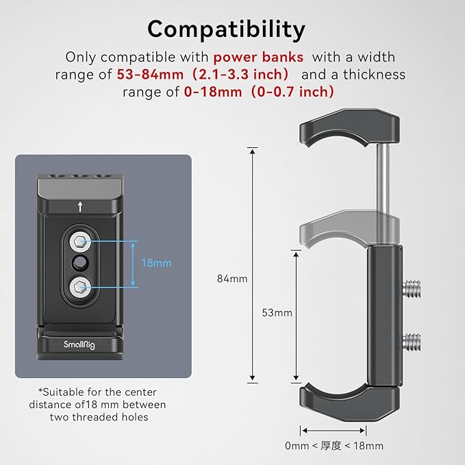 SmallRig Aluminum Power Bank Holder, Powerbank Mount Clamp Compatible - Image 10
