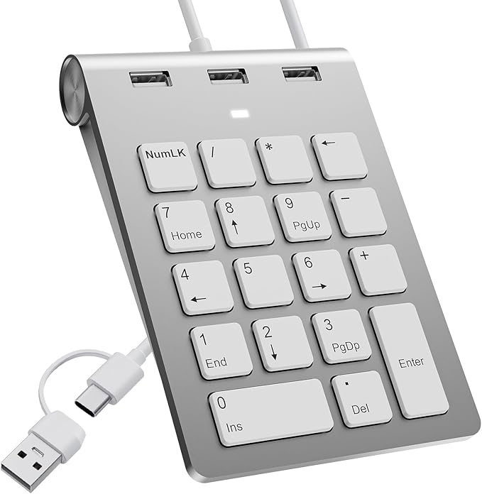 USB C Wired Number Pad, USB Numeric Keypad by BawanfaPlus