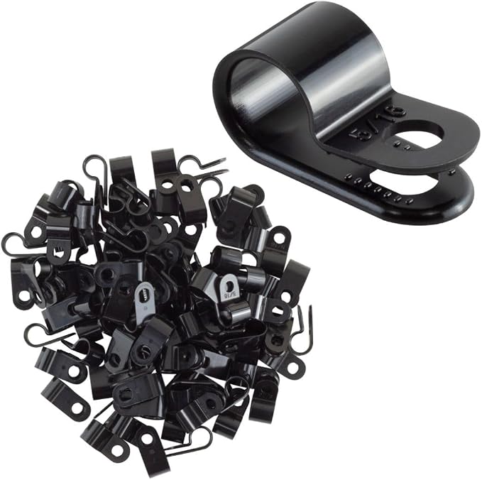 GTSE Black Nylon Plastic Cable Clamps, 5/16" Screw Mounts - Image 2