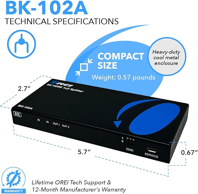 OREI 8K HDMI Splitter 1 X 2, Duplicate - Image 5
