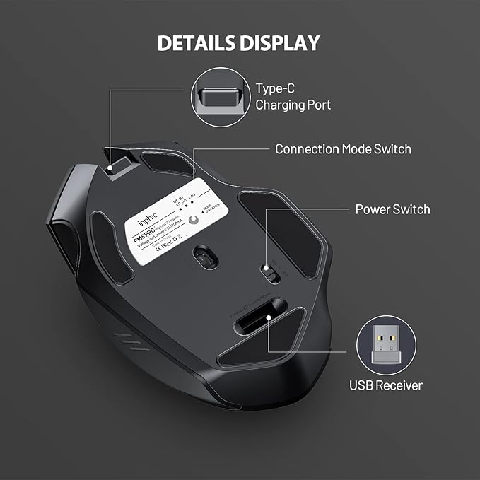 INPHIC Multi-Device Bluetooth Mouse, Upgraded Visible Battery, 2400 DPI - Image 7