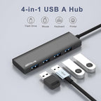 USB Hub, USB 3.0 Hub Aluminum Alloy Ultra Slim USB Splitter, Portable 4 Port - Image 3