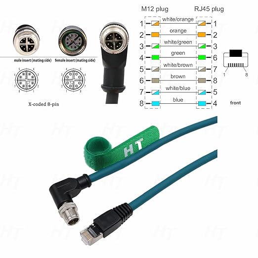 Ethernet Right Angle M12 8 Pin X-Coded RJ45 CAT-7e GigE High Speed Cable - Image 3