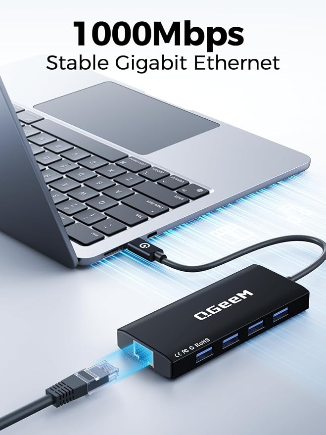 QGeeM USB C Hub Ethernet, 9 in 1 USB Type C Hub HDMI Multi-Port Converter - Image 6
