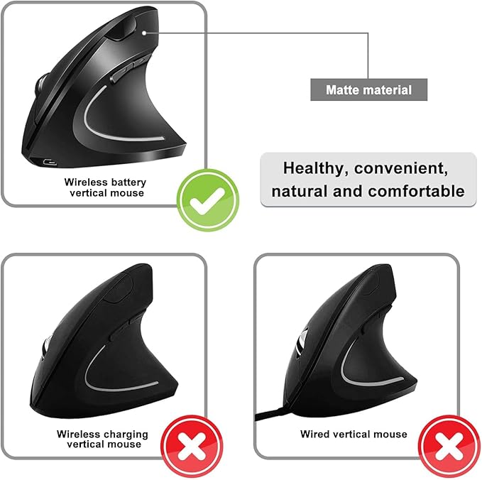 Vassink Ergonomic Mouse, Rechargeable Wireless Mouse, 2.4GHz Rechargeable - Image 7