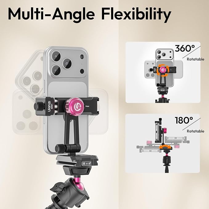 ULANZI MA51 Metal Phone Tripod Mount, Phone Clamp - Image 4