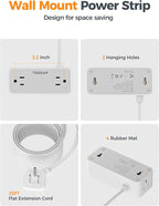 Flat Plug Extension Cord 25 ft, TESSAN Surge Protector Power Strip - Image 8