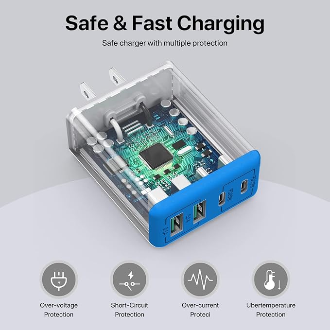 sccvee USB C Wall Charger, 40W 4-Port USB C Charger Block, Fast Charging Block - Image 5