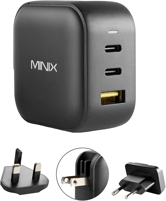 MINIX 66W Turbo 3-Port GaN Wall Charger 2 x USB-C Fast Charging Adapter by MINIX