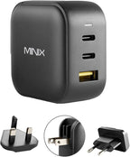 MINIX 66W Turbo 3-Port GaN Wall Charger 2 x USB-C Fast Charging Adapter by MINIX