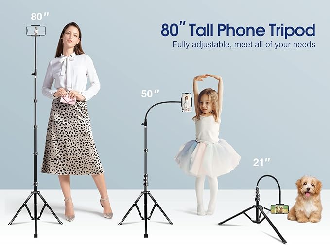 Elitehood 6.7 Feet Tall Phone Tripod, Heavy Duty Metal iPhone Tripod Stand - Image 3
