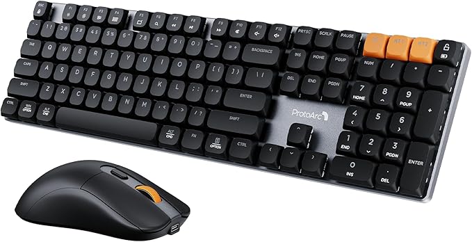 ProtoArc Mechanical Keyboard and Mouse, KM310 Wireless Rechargeable Aluminum by ProtoArc