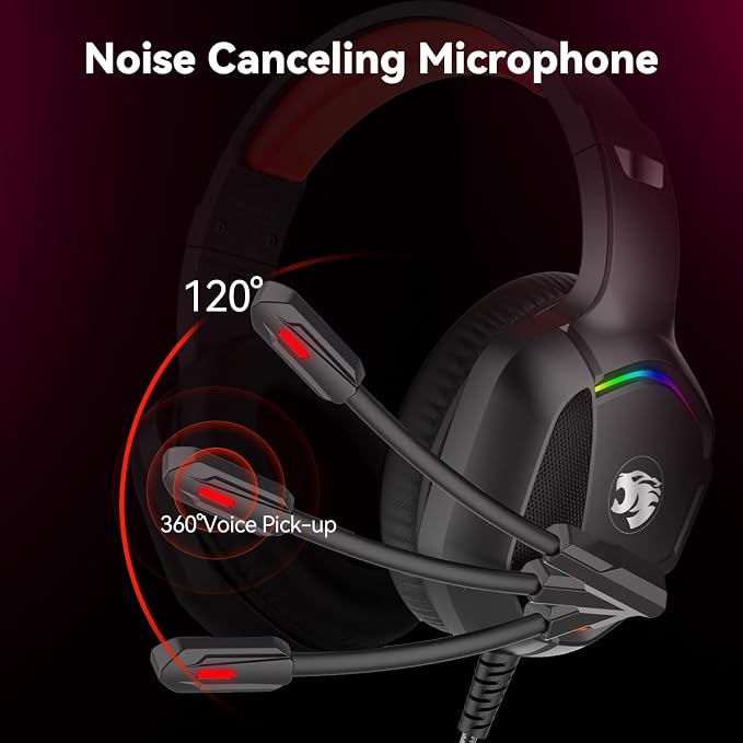 Gaming Headset with Microphone for Pc, Xbox One Series X/s, Stereo Wired Noise - Image 3