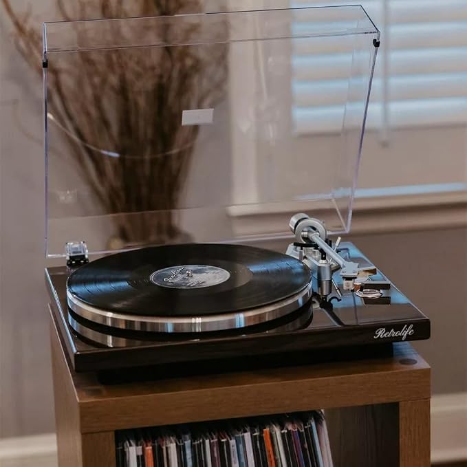 Turntable Record Player Wireless Output Vinyl Players Aluminium Platter and - Image 9