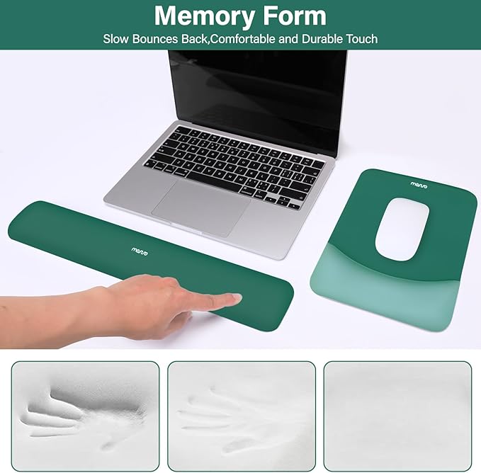 MOSISO Wrist Rest Support for Mouse Pad&Keyboard Set, Rectangular Ergonomic - Image 4