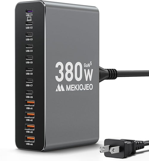 12 Ports Aluminum Alloy 380W Charging Station Fast USB C Charger Block 65W by MEKIOJEO