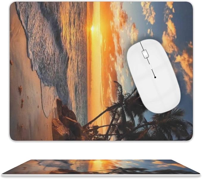Sunset Beach Mouse Pad, Square Mousepad, Waterproof Mouse Mat Non-Slip Rubber - Image 7