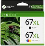 67XL Ink Cartridges for HP 67 XL Black Color Combo Replacement for HP67 HP67XL by Relcolor