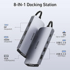 USB C Docking Station Dual DisplayPort, 8 in 1 USB Hub - Image 2