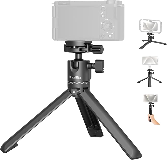 SmallRig Portable Mini Desktop Tripod, Aluminum Alloy Compact Small Tabletop by SmallRig