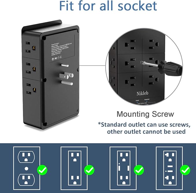 Surge Protector Nikleb, Wall Outlet - Image 5