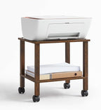 2 Tier Printer Stand with Storage, Under Desk Shelf Printer Table, Rolling by YUFAM