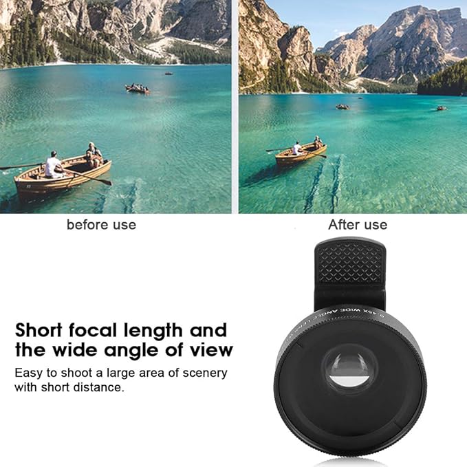 Cell Phone Lens Attachment, 2 in 1 Clip-on Mobile Phone 0.45X Wide Angle + - Image 4