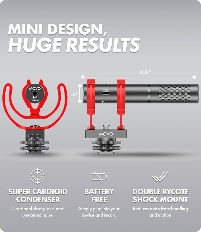 Movo X1-Mini Video Shotgun Mic for Camera - Image 2