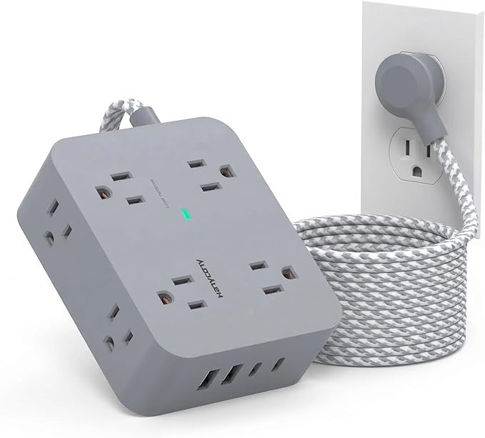 HANYCONY 10 Ft Surge Protector Power Strip, Extension Cord by HANYCONY