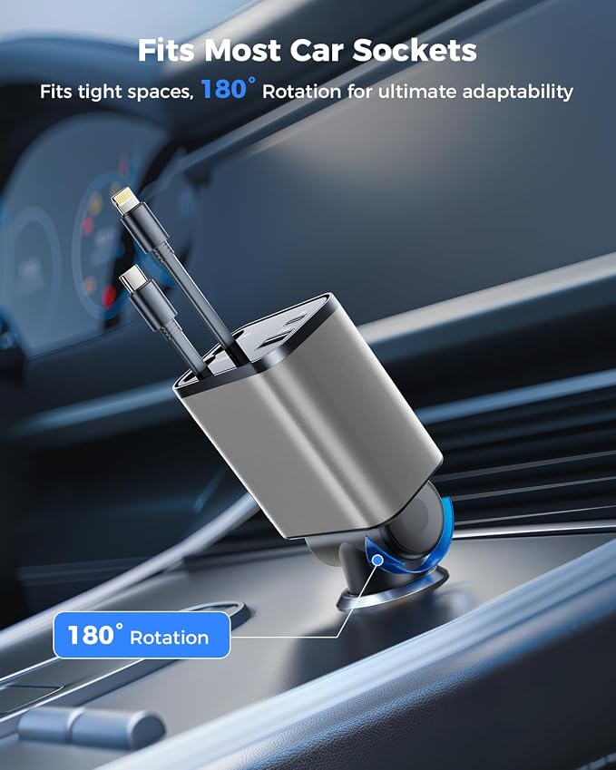 4 in 1 Retractable Car Charger, SUPERONE Smaller Fast Car Phone Charger 69W - Image 7
