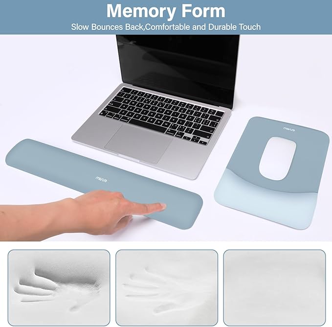 MOSISO Wrist Rest Support for Mouse Pad&Keyboard Set, Rectangular Ergonomic - Image 4