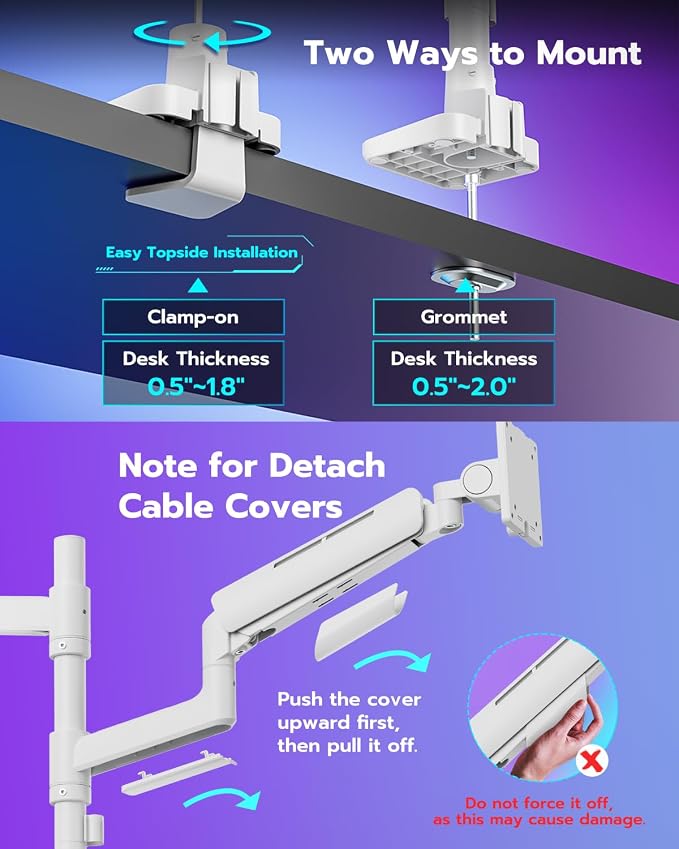 Vertical Dual Monitor Mount for 17-49 Inch Ultrawide Heavy Duty Curved Screen - Image 7