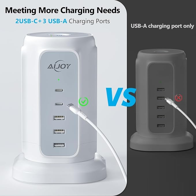 AiJoy Flat Plug Power Strip Tower - Image 3
