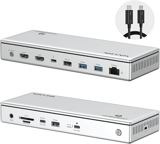 WAVLINK Thunderbolt 4 Hub with Dual HDMI 4K@60Hz, 100W Charging, Thunderbolt by WAVLINK%C2%AE