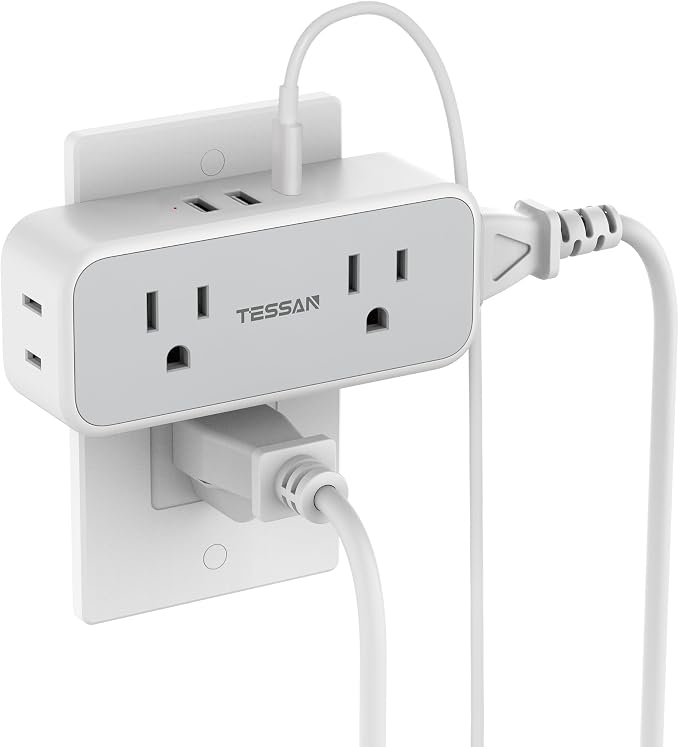 20W PD Surge Protector Outlet Extender, TESSAN Multi Plug Splitter by TESSAN