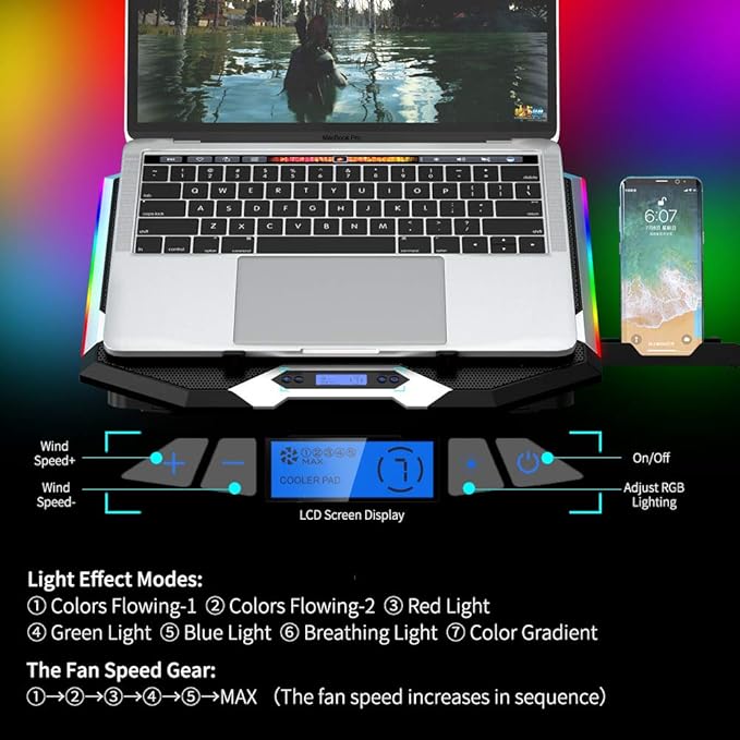 ICE COOREL Gaming Laptop Cooling Pad 15-17.3 Inch, Laptop Fan - Image 6