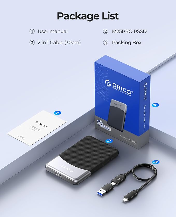 ORICO 4TB External SSD with 2 in 1 USB C Cable, Portable Solid State Drive USB - Image 8
