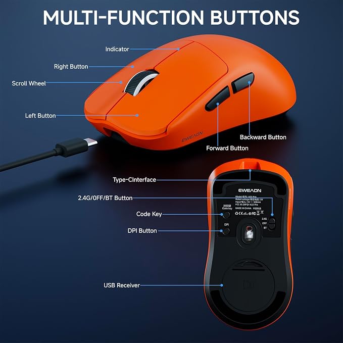 EWEADN X23Pro Wireless Gaming Mouse, 49g Lightweight Mouse, PAW3311 Sensor - Image 7