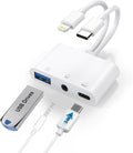 USB-C & Lightning to 3.5mm Headphone Adapter, 3-in-1 USB OTG Camera Adapter & by Sanjyut
