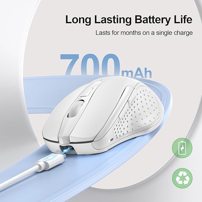 TECKNET Rechargeable Wireless Mouse, 2.4G Silent Mouse, Quiet Click, 6 - Image 2