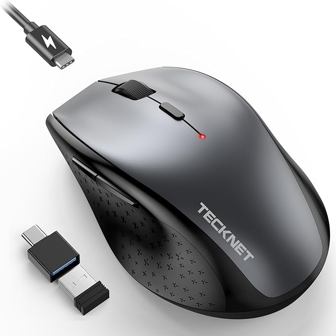 TECKNET Wireless Mouse Jiggler, USB-C Rechargeable Mouse, Silent Mouse Quiet by Tecknet