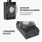 Outdoor Timer Outlet Waterproof, 24 Hour Mechanical Light Timer Outdoor - Image 2