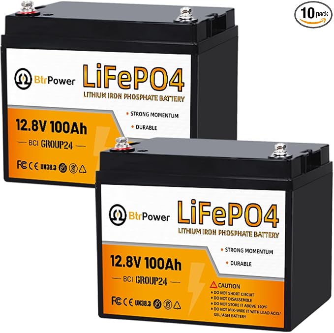 2 Pack 12V 100Ah Mini LiFePO4 Lithium Battery by Cymoye