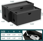 Bamboo Cable Management Box, Large Cord Organizer Box Cable Box to Hide Wires & - Image 3