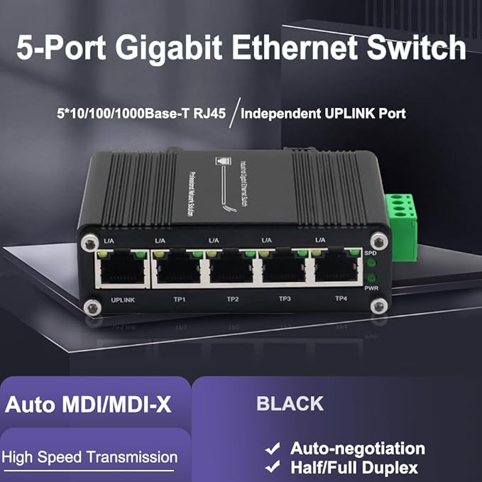 Mini 5-Port Gigabit Ethernet Switch -Industrial Grade Unmanaged Network Switch - Image 4
