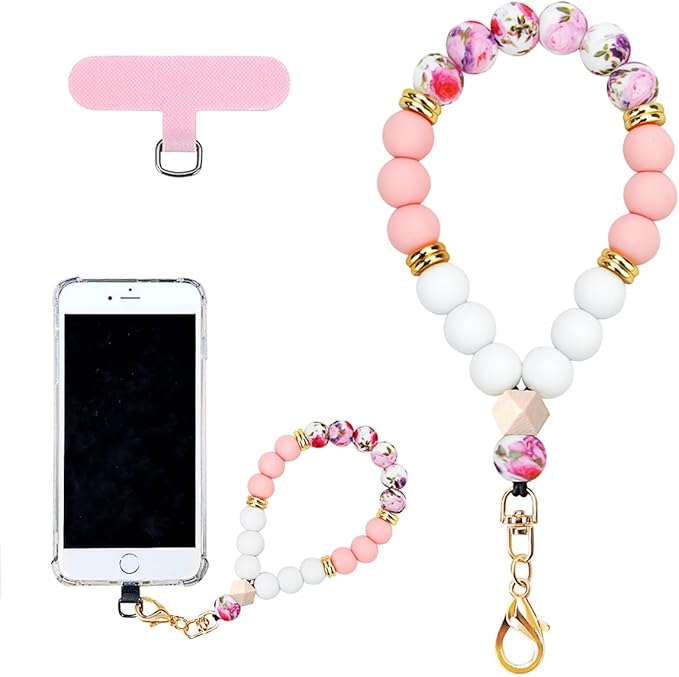 Marble Silicone Beaded Phone Wrist Strap, Cellphone Lanyard by VicHunHo