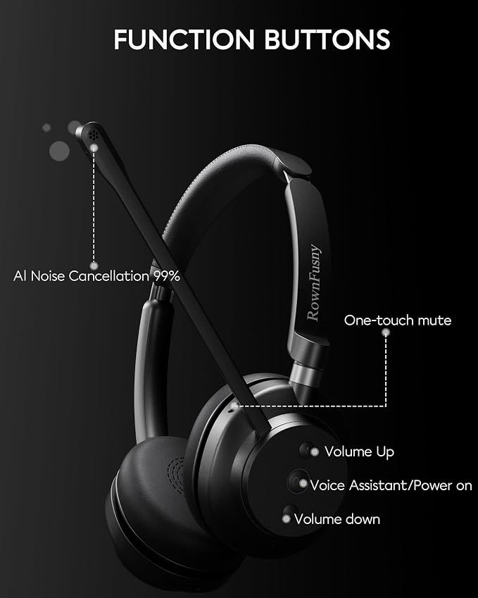 Wireless Headset with Mic for Work, Advanced Noise Reduction Microphone - Image 7