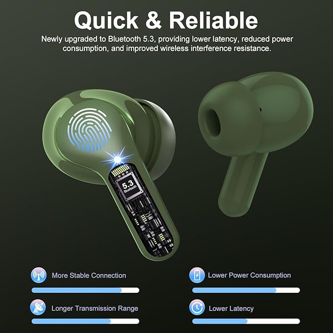 Wireless Earbuds, IP7 Waterproof in Ear Earphones, LED Display Ear buds - Image 2